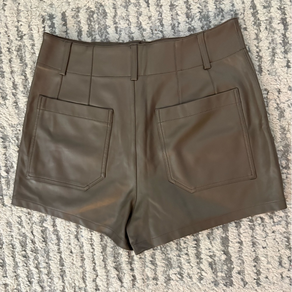 Maeve Anthropologie the Colette mocha brown pleather shorts size 28 - Picture 6 of 6